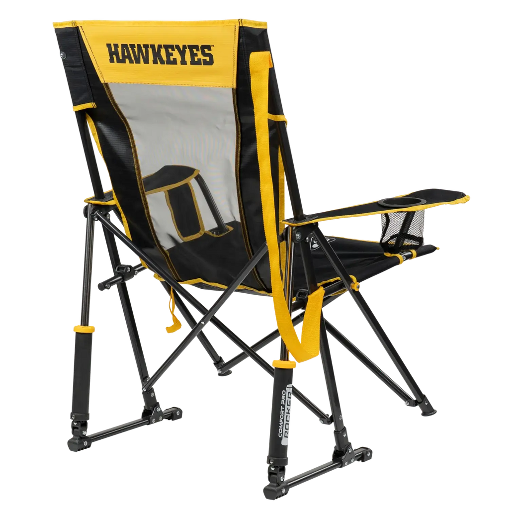 Ultra-Comfortable Comfort Pro Rocker - Iowa Hawkeyes - Camp Rocker Chair for Fishing & Beach Trips Detail