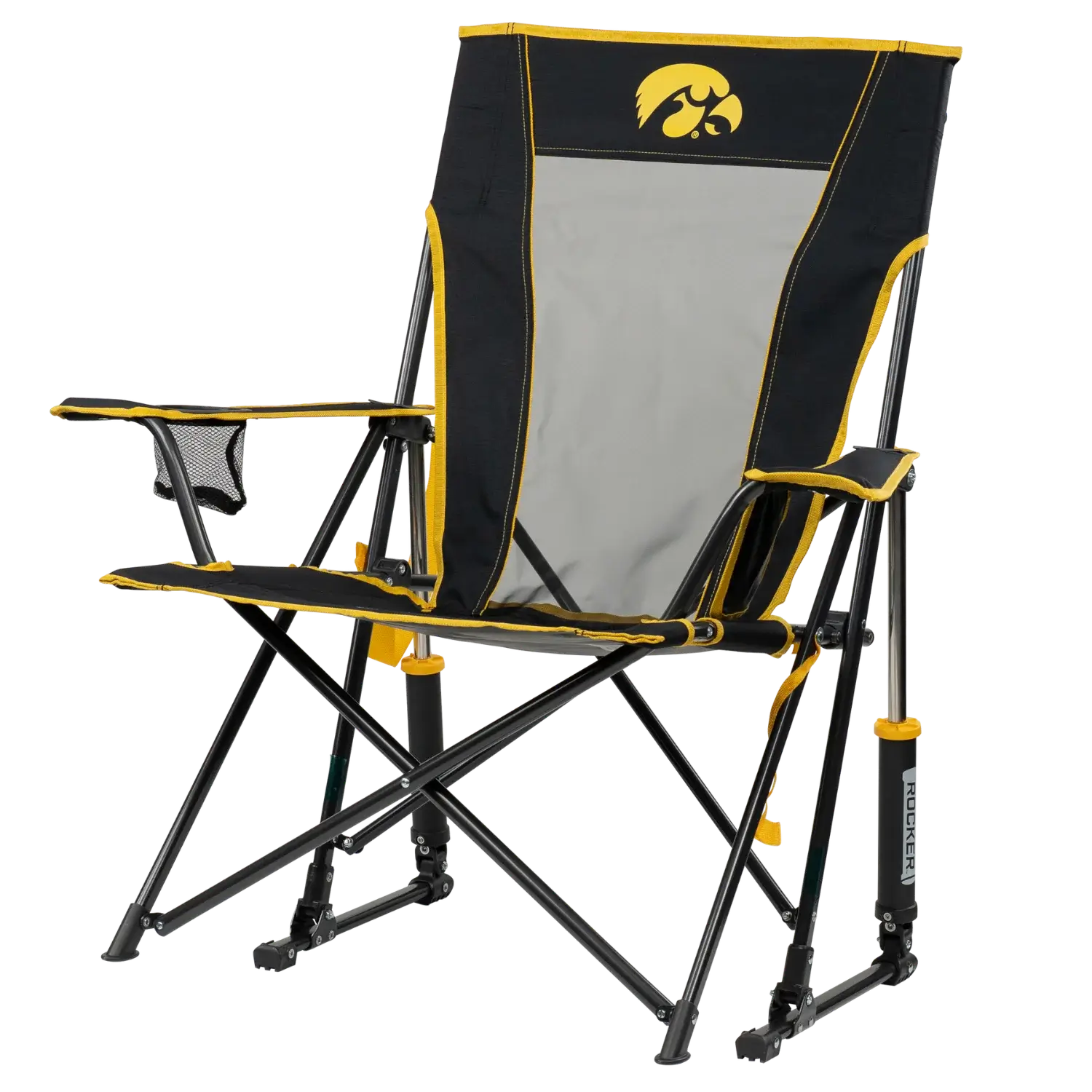 Ultra-Comfortable Comfort Pro Rocker - Iowa Hawkeyes - Camp Rocker Chair for Fishing & Beach Trips Detail
