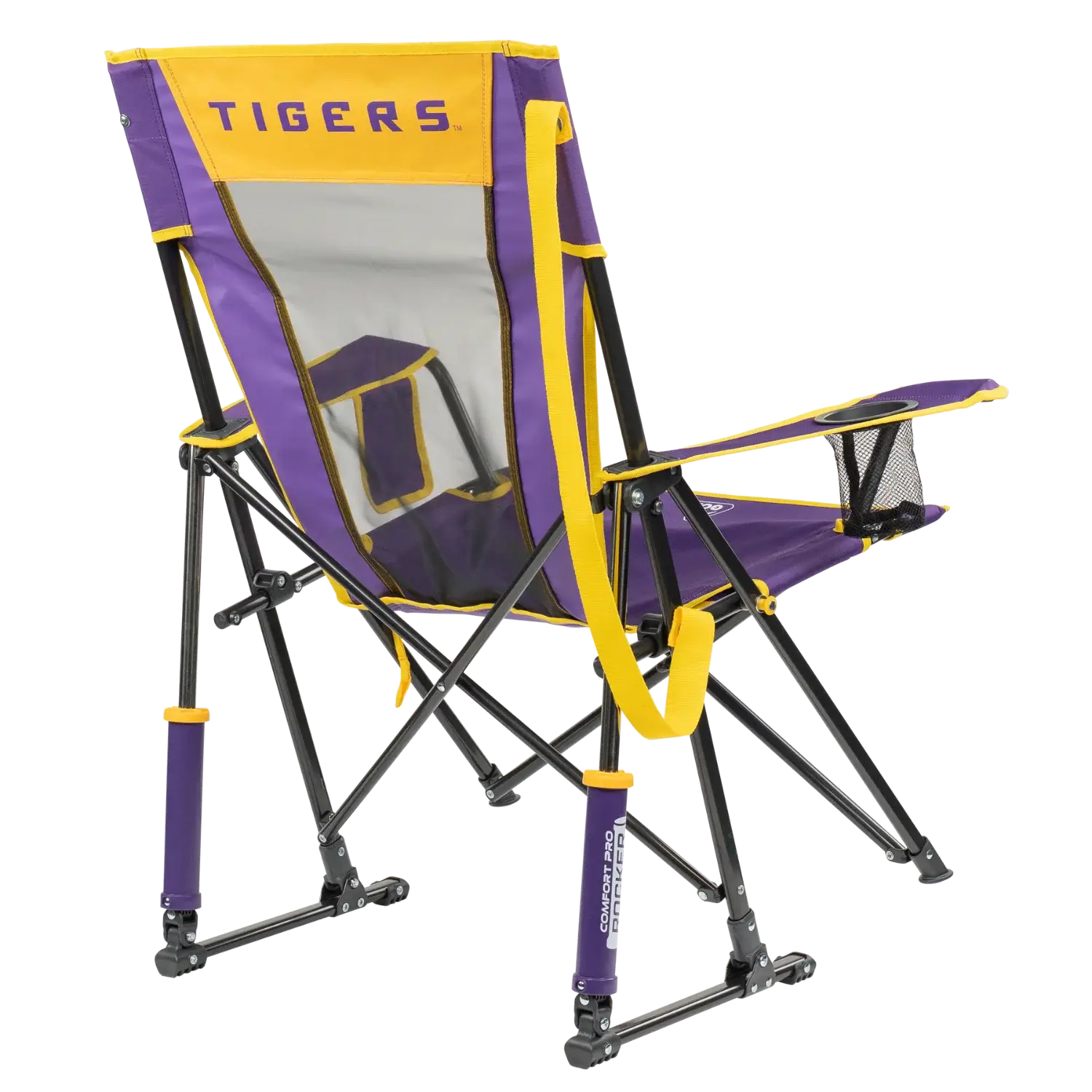 Premium All-Weather Comfort Pro Rocker - LSU Tigers - Folding Rocking Chair - Perfect for Tailgating Detail
