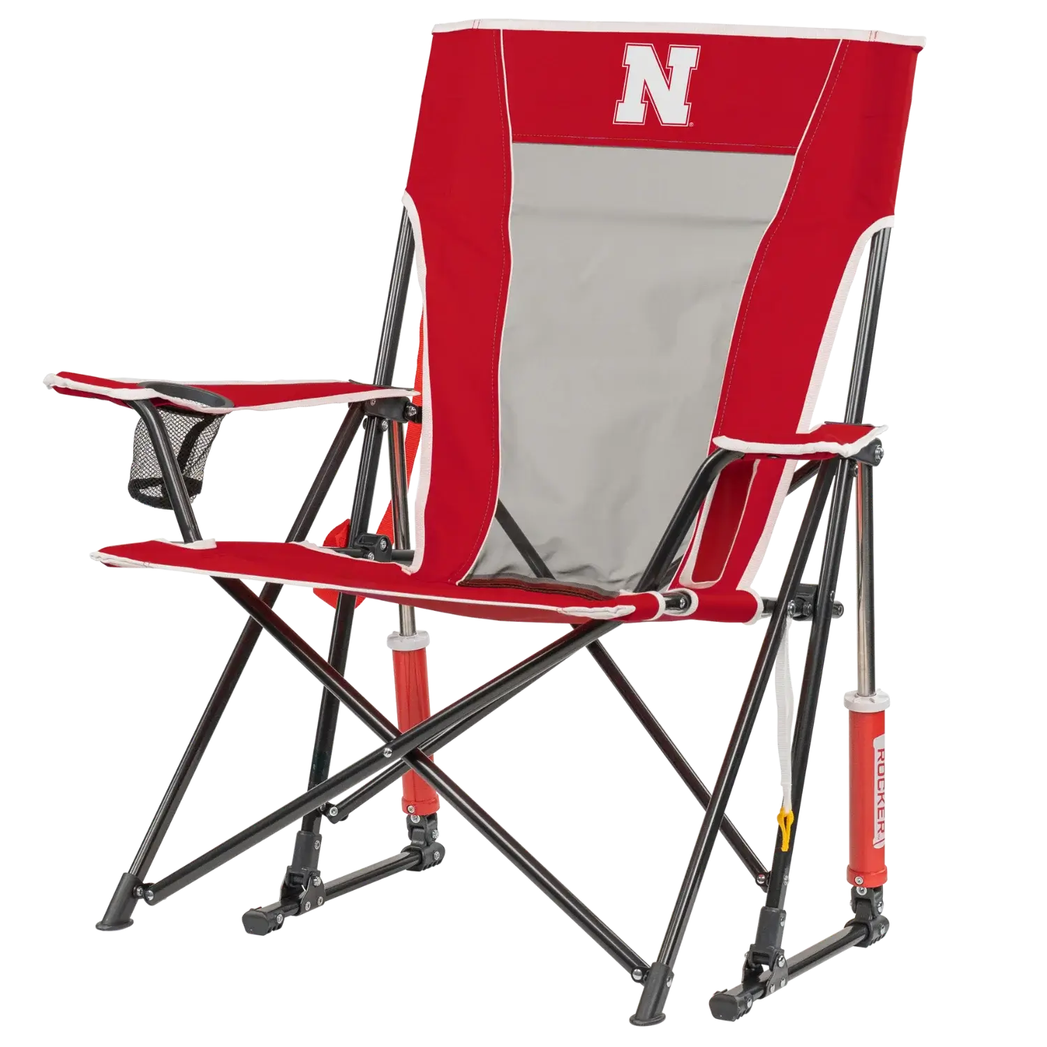 Foldable Comfort Pro Rocker - Nebraska Cornhuskers - Camp Rocker Chair for Fishing & Beach Trips Detail