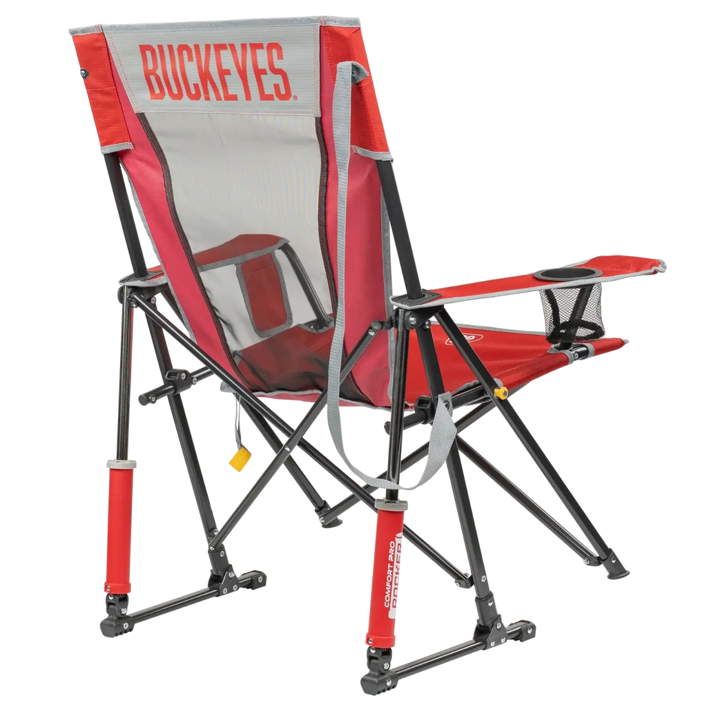 Ultra-Comfortable Comfort Pro Rocker - Ohio State Buckeyes - Folding Rocking Chair - Perfect for Tailgating Detail