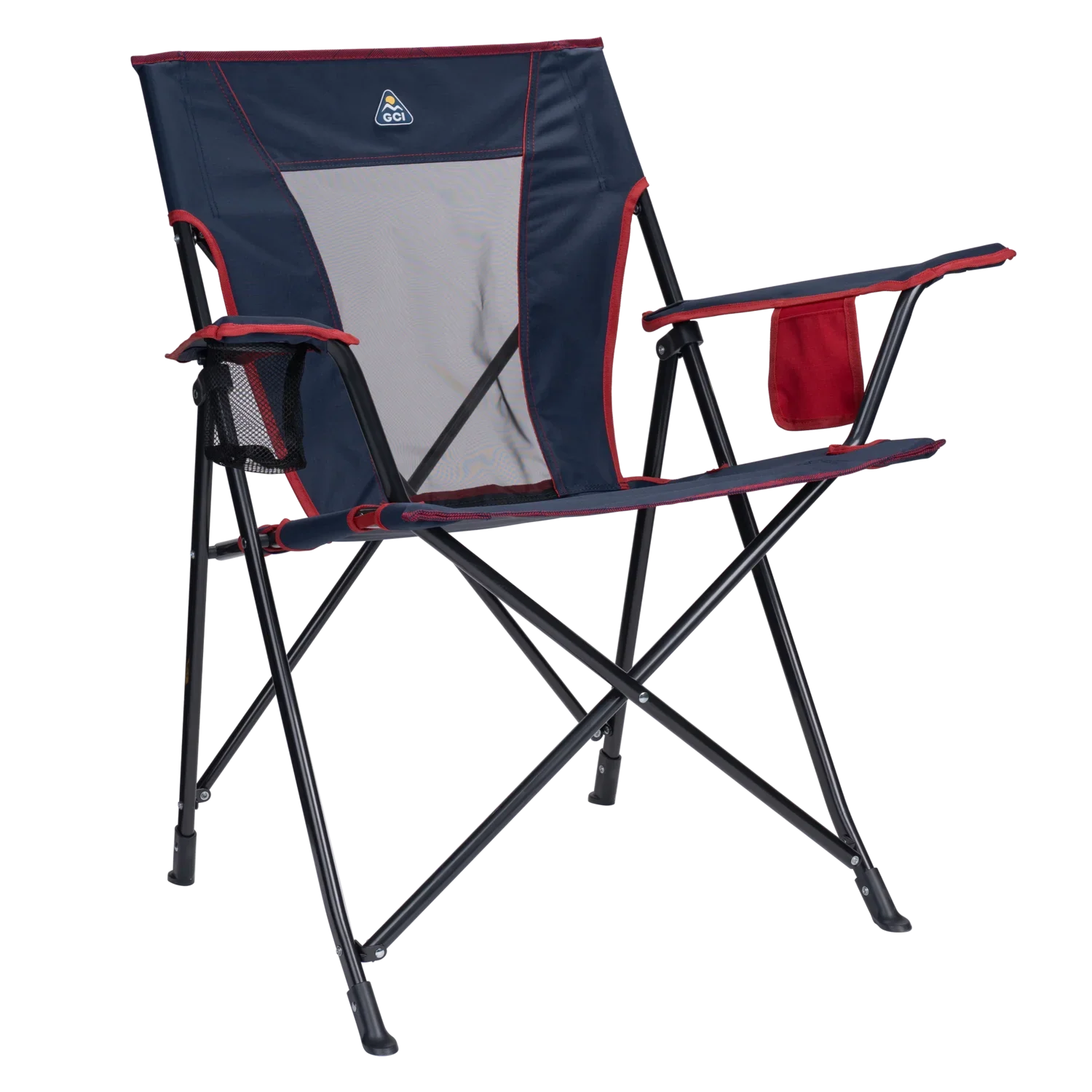 Ergonomic Portable Comfort Quad Chair - Folding Rocking Chair - Perfect for Tailgating - Indigo/Red