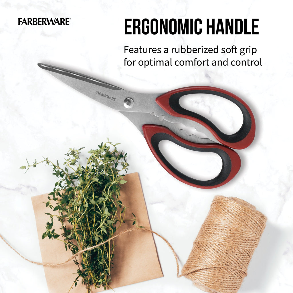Time-Saving Stainless Steel Kitchen and Herb Shears with Red and Black Handle - Multi-Functional Manual Food Chopper & Slicer Detail