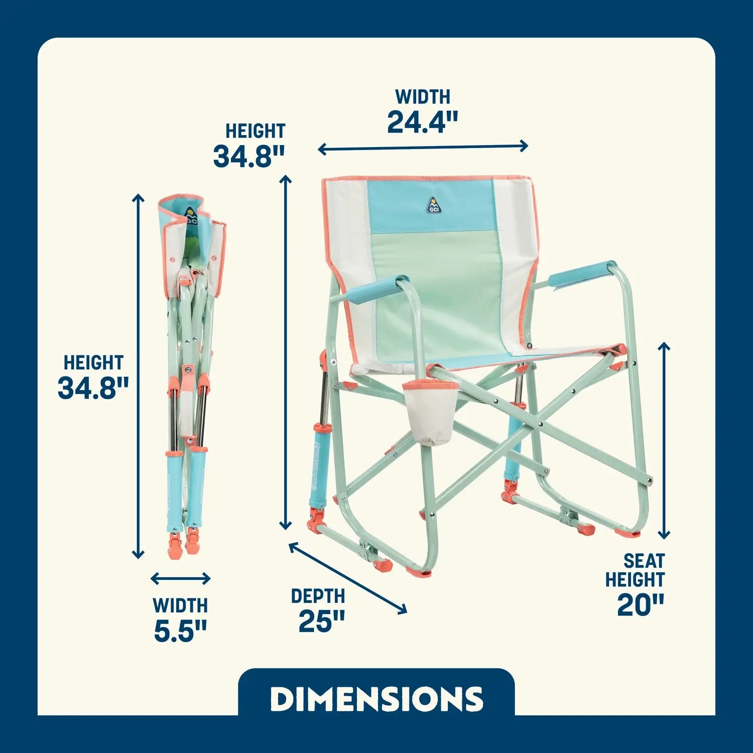 Ergonomic Portable Freestyle Rocker - Folding Rocking Chair - Perfect for Tailgating Detail