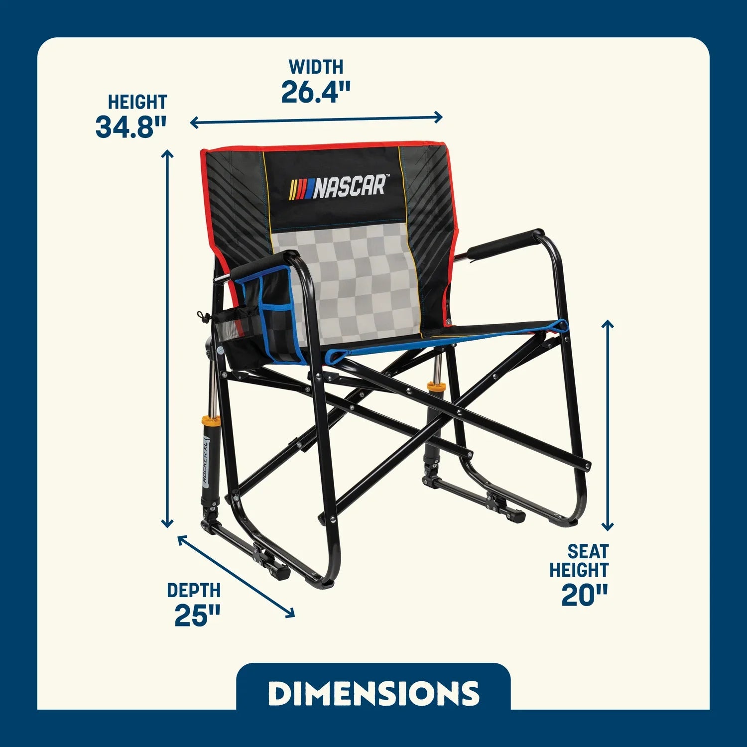 Heavy Duty Freestyle Rocker XL - NASCAR - Outdoor Rocking Chairs with Dynamic Comfort Edge Detail