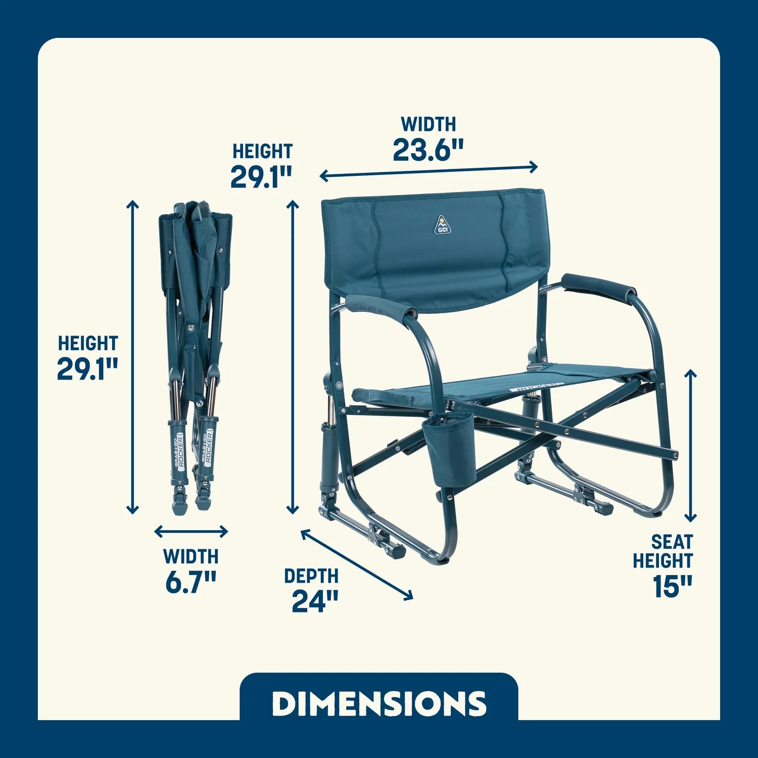 Premium All-Weather Grab & Go Rocker - Rocker Chair for Camping & Lawns Detail
