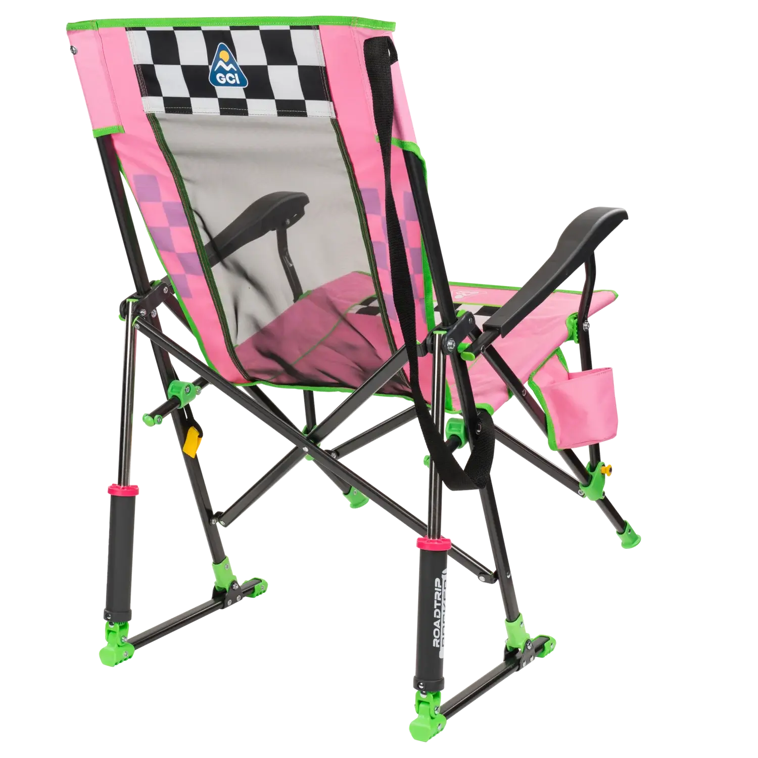 Heavy Duty NASCAR RoadTrip Rocker - Pink - Camp Rocker Chair for Fishing & Beach Trips Detail