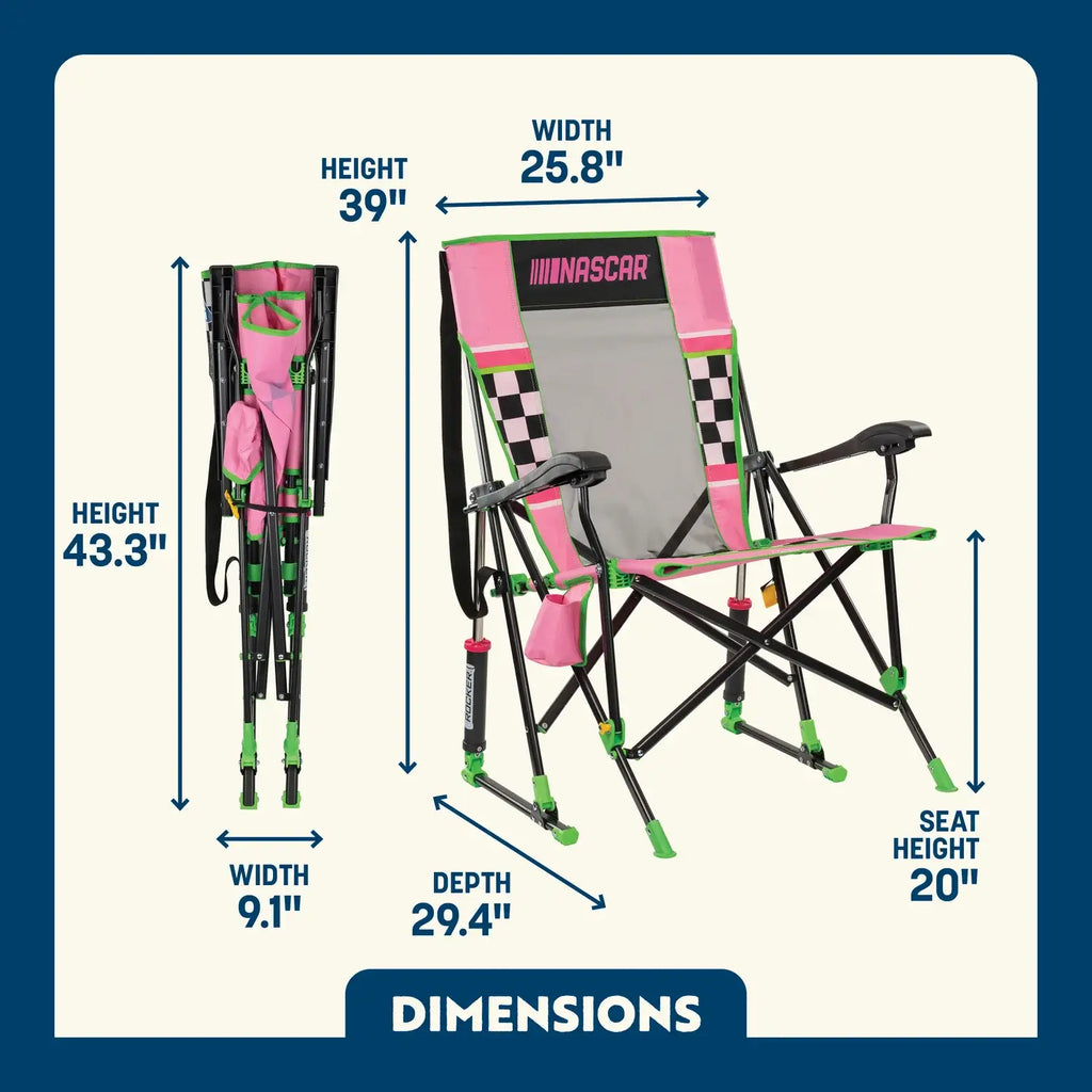 Heavy Duty NASCAR RoadTrip Rocker - Pink - Camp Rocker Chair for Fishing & Beach Trips Detail