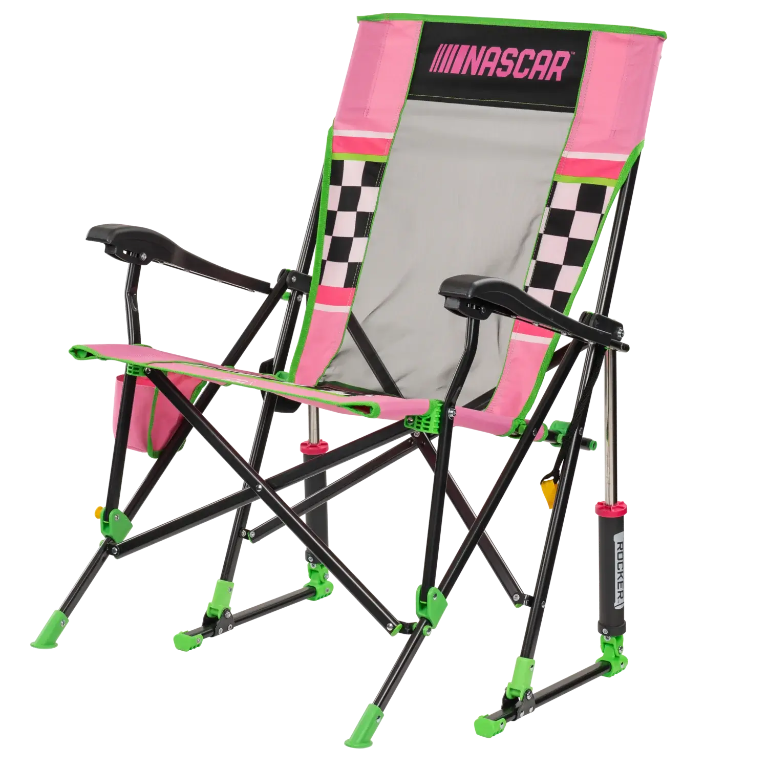 Heavy Duty NASCAR RoadTrip Rocker - Pink - Camp Rocker Chair for Fishing & Beach Trips Detail
