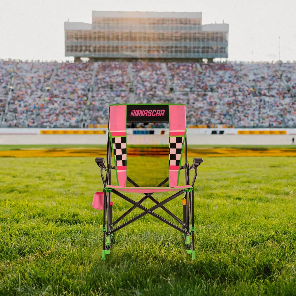 Heavy Duty NASCAR RoadTrip Rocker - Pink - Camp Rocker Chair for Fishing & Beach Trips Detail