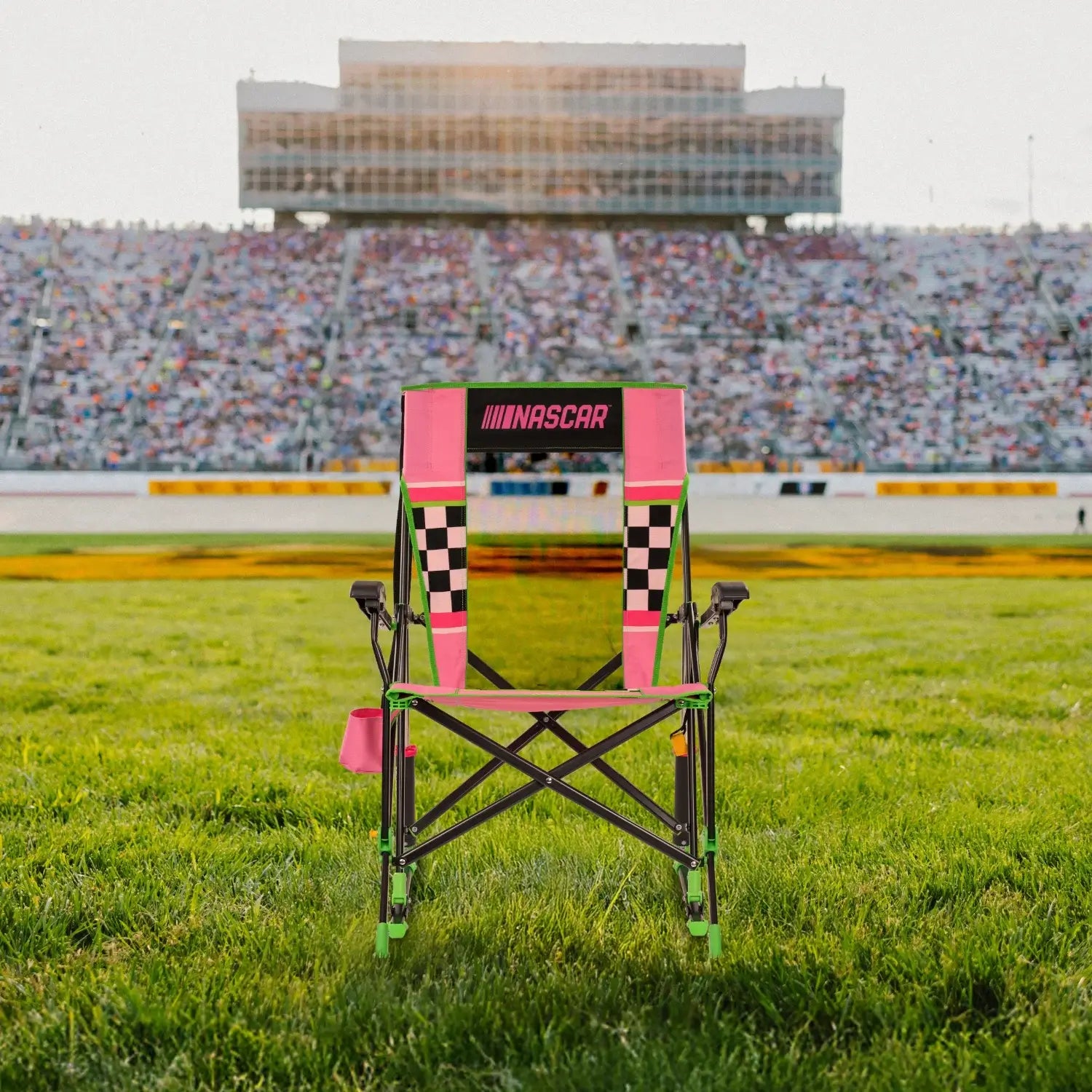 Heavy Duty NASCAR RoadTrip Rocker - Pink - Camp Rocker Chair for Fishing & Beach Trips Detail