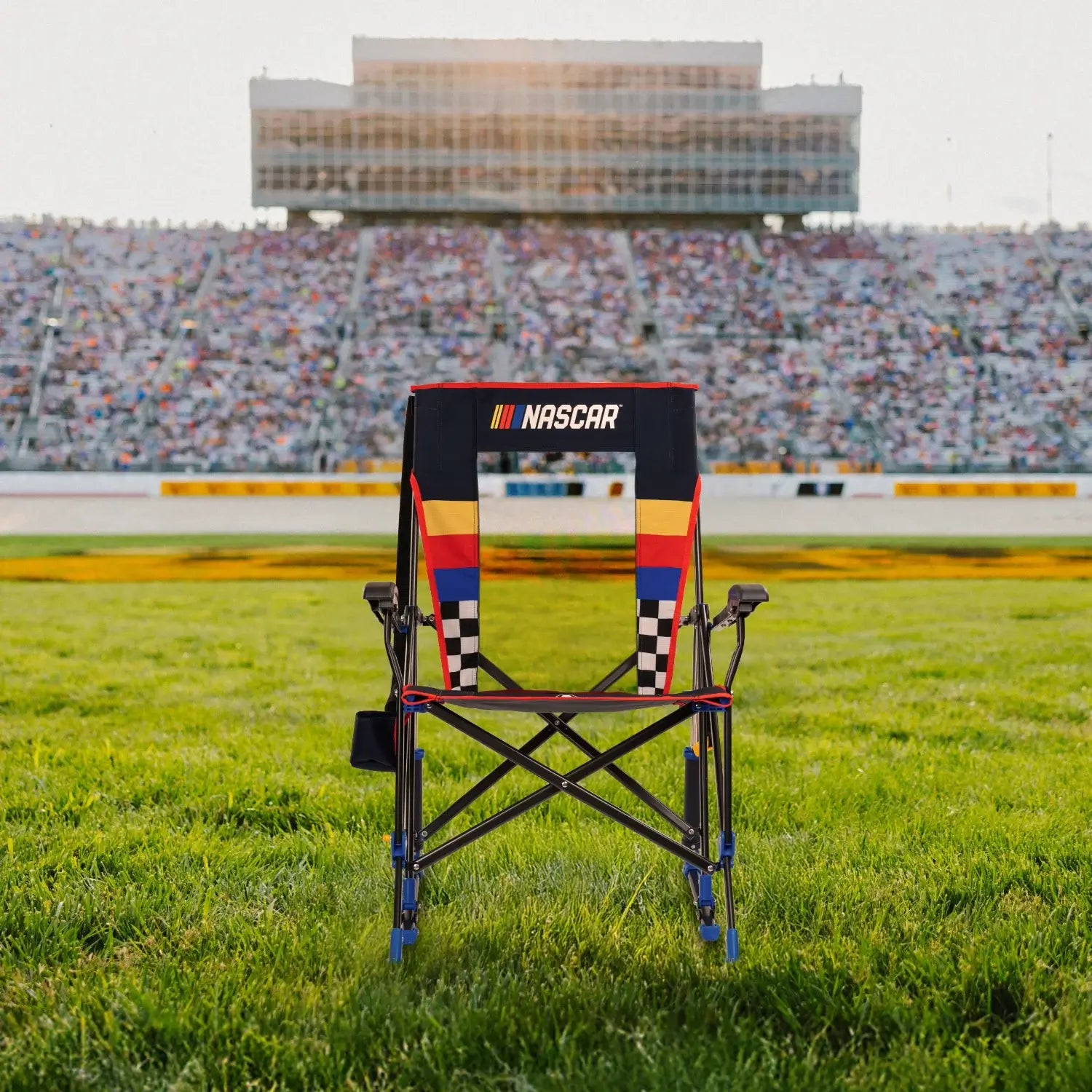 Ergonomic Portable NASCAR RoadTrip Rocker - Blue - Outdoor Rocking Chairs with Dynamic Comfort Edge Detail