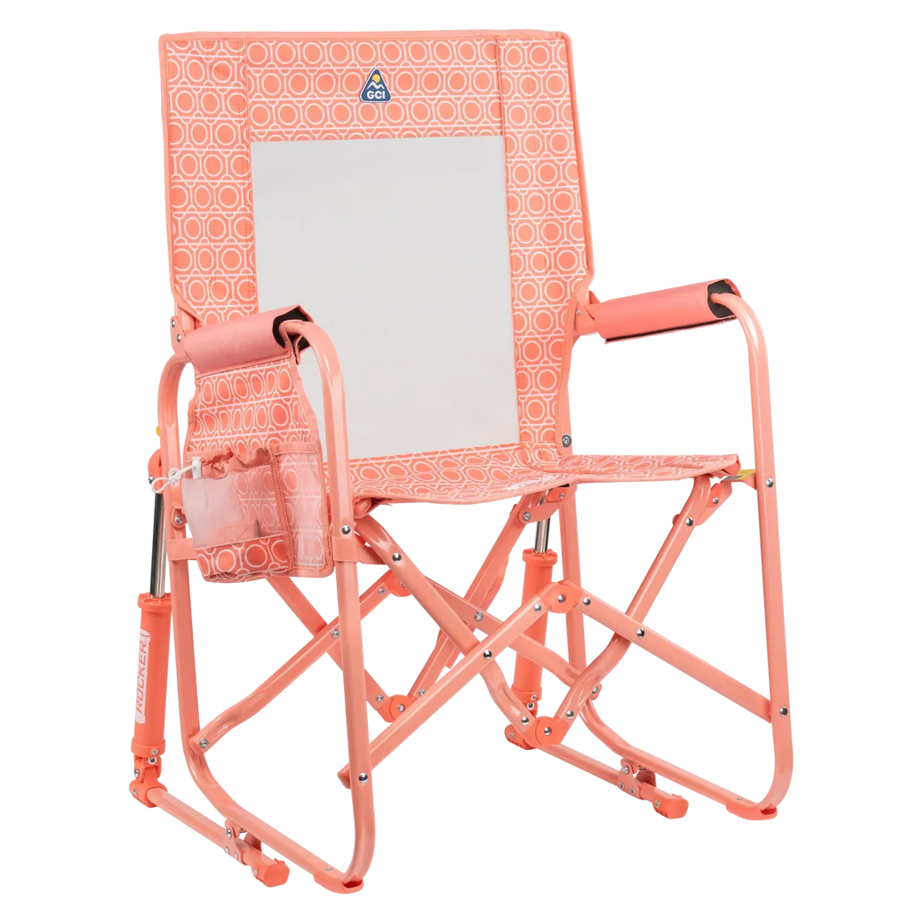 Premium All-Weather Stowaway Rocker - Folding Rocking Chair - Perfect for Tailgating - Coral Mosaic