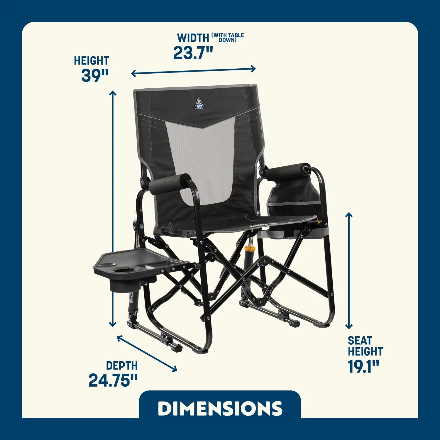Ultra-Comfortable Stowaway Rocker with Side Table - Camp Rocker Chair for Fishing & Beach Trips Detail