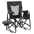 Ultra-Comfortable Stowaway Rocker with Side Table - Camp Rocker Chair for Fishing & Beach Trips - Dark Charcoal