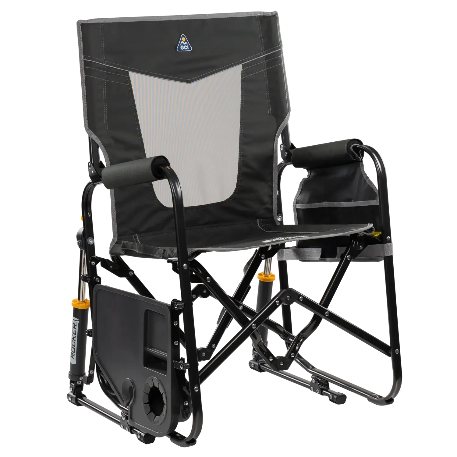 Ultra-Comfortable Stowaway Rocker with Side Table - Camp Rocker Chair for Fishing & Beach Trips Detail