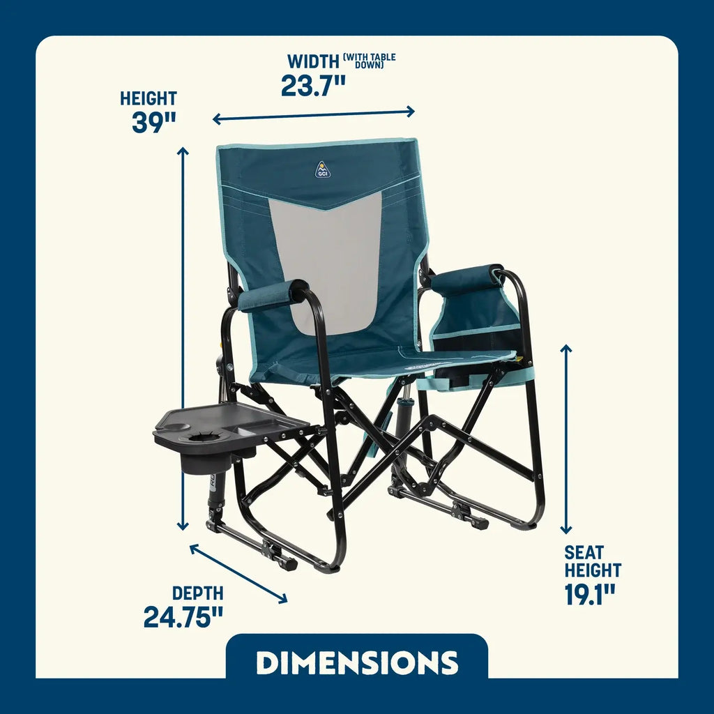 Ultra-Comfortable Stowaway Rocker with Side Table - Camp Rocker Chair for Fishing & Beach Trips Detail