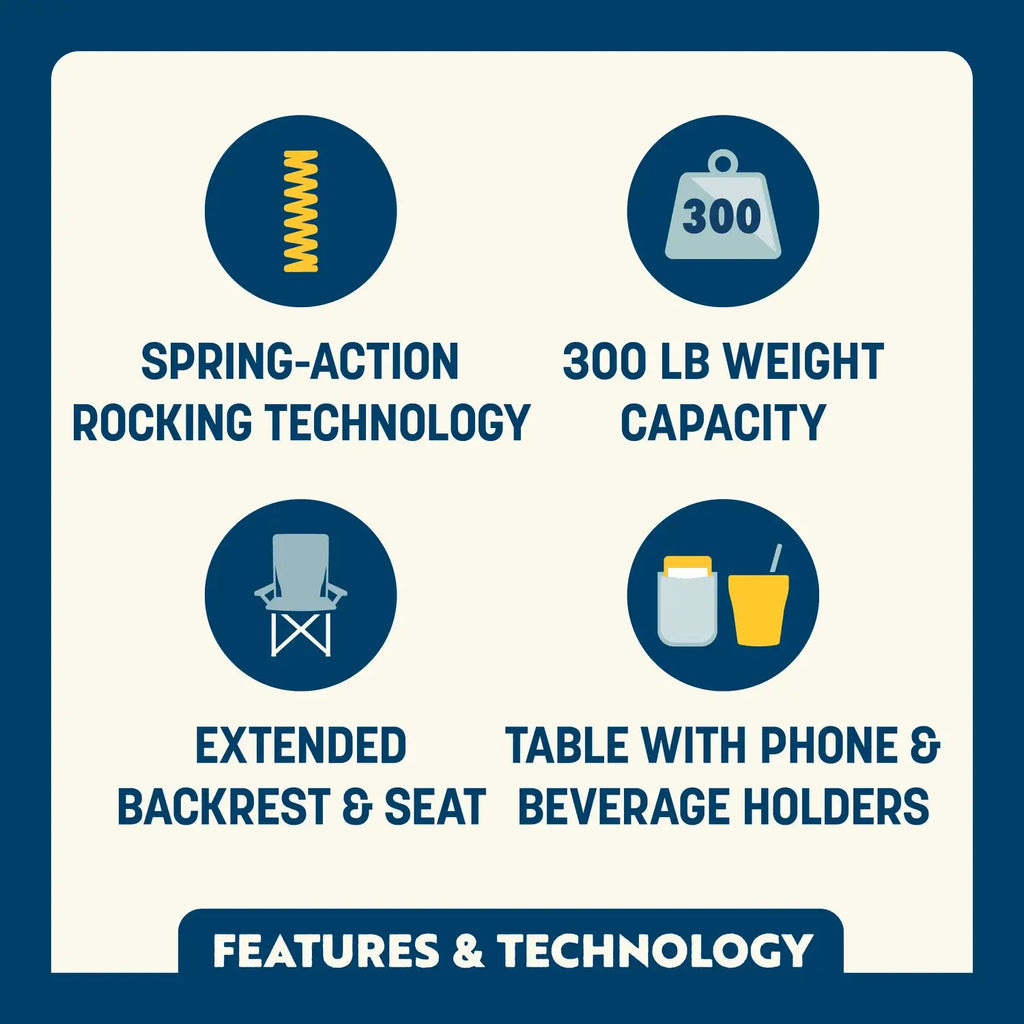 Ultra-Comfortable Stowaway Rocker with Side Table - Camp Rocker Chair for Fishing & Beach Trips Detail