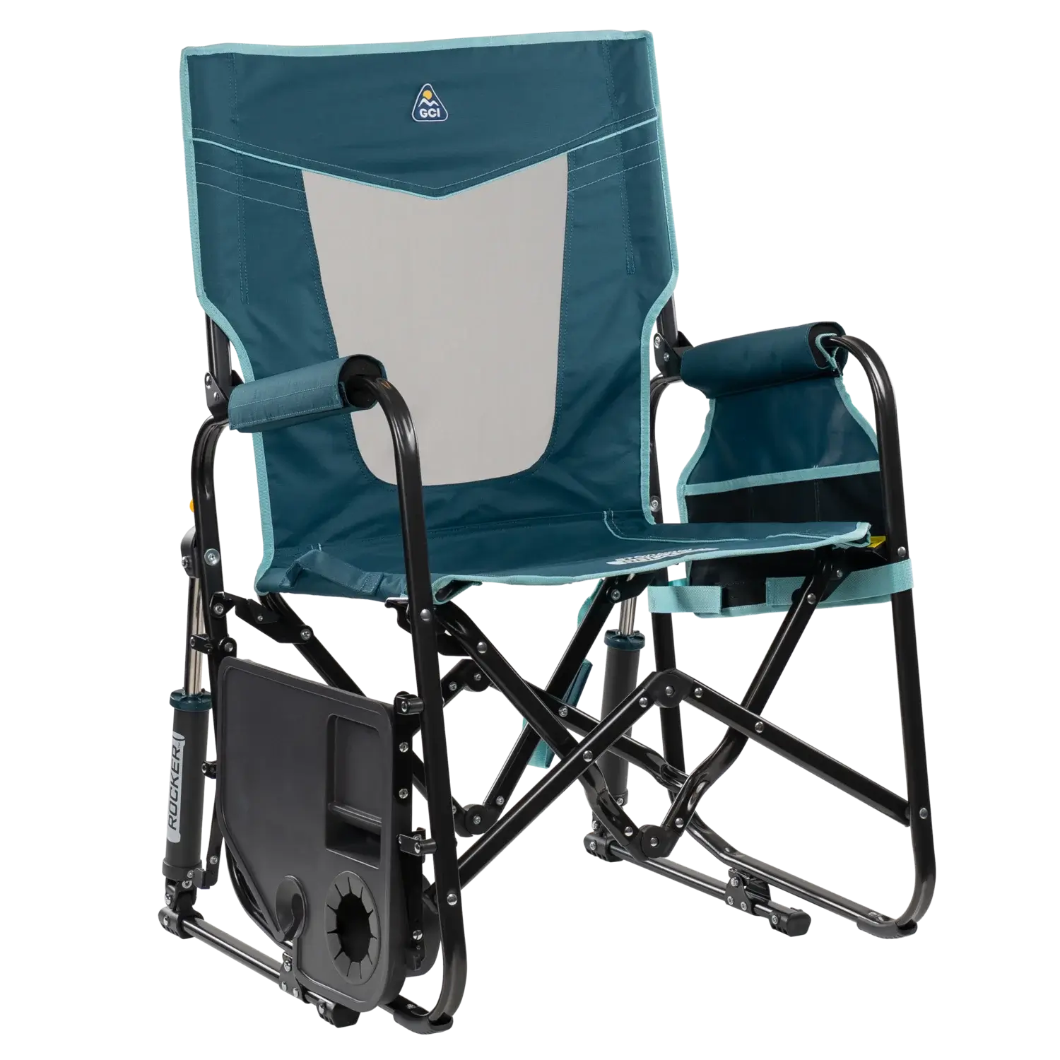 Ultra-Comfortable Stowaway Rocker with Side Table - Camp Rocker Chair for Fishing & Beach Trips Detail