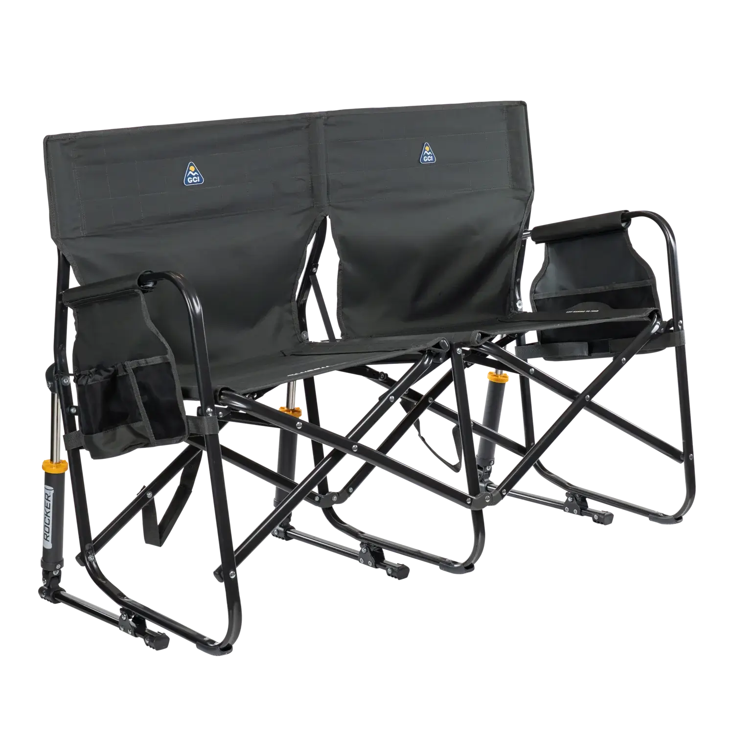 Ultra-Comfortable Tandem Rocker - Camp Rocker Chair for Fishing & Beach Trips - Dark Charcoal